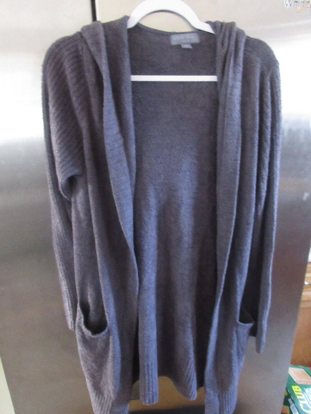 Barefoot Dreams Cozy Chic Lite Hooded Cardigan carbon m